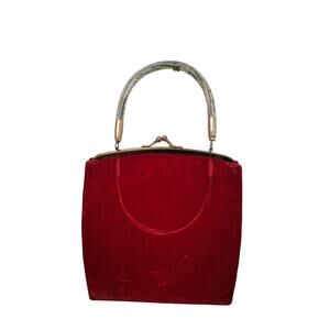 Vintage 1940's Lin Bren Womens Velvet Old Money  Elegant Pull up Handle Purse